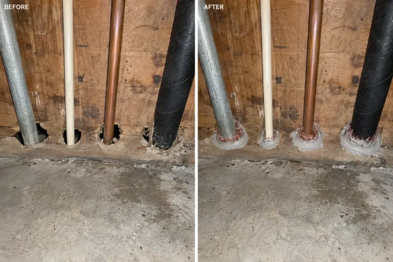 Garage wall sealing before and after rodent proofing