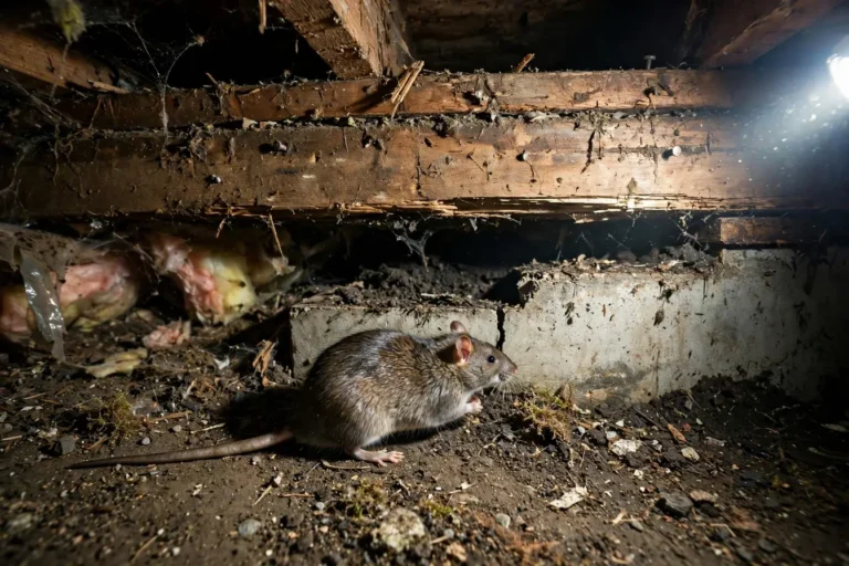 Norway rat in crawl space during removal service